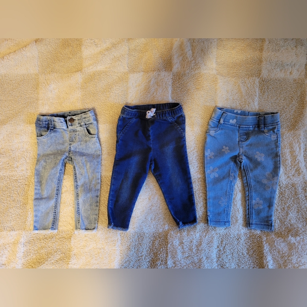 12 Months Baby Girl Jean Bundle Cat & Jack and Garamimals GUC